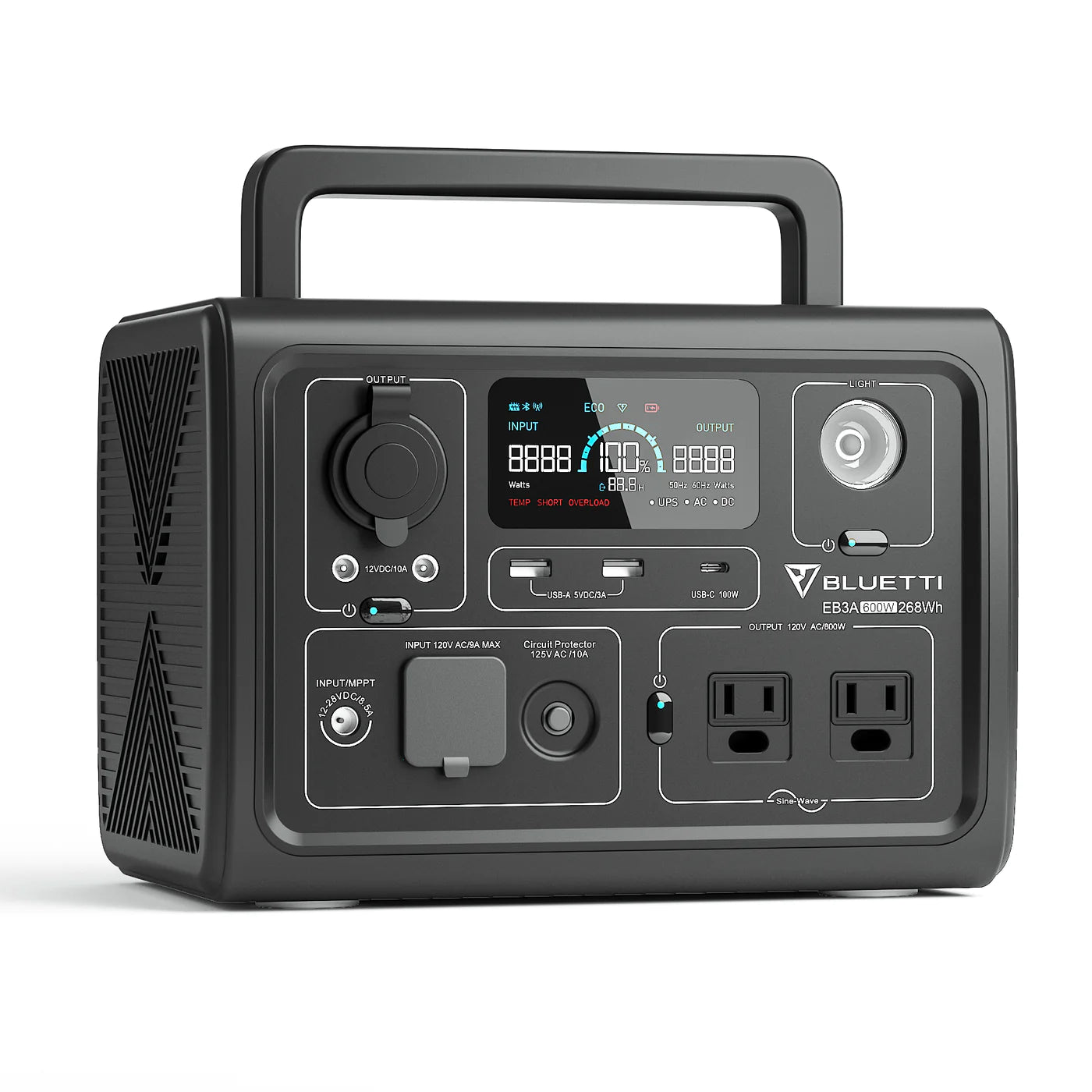 BLUETTI EB3A 600W 268Wh Portable Power Station - Solar Generator for Camping, RV, Emergency Backup & Outdoor Adventures