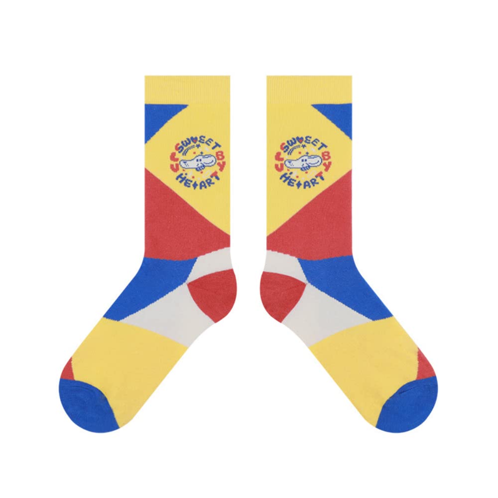 4 Pairs Women's Sweet Dog Pattern Animal Socks - Colorful Funny Casual Cotton Crew Socks with Cute Novelty Illustrations - Perfect for Gifts, Lounge Wear & Dog Lovers