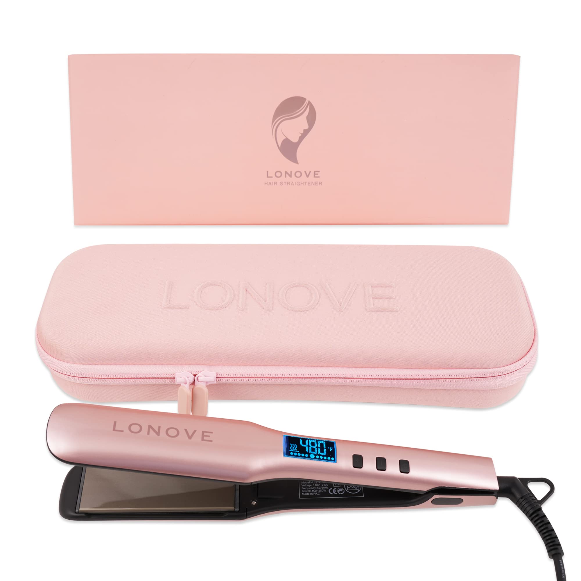 Professional Titanium Flat Iron for Thick Hair - Fast Heating Hair Straightener with Adjustable Temperature (300-450°F) - Perfect for Salon Styling & Home Use