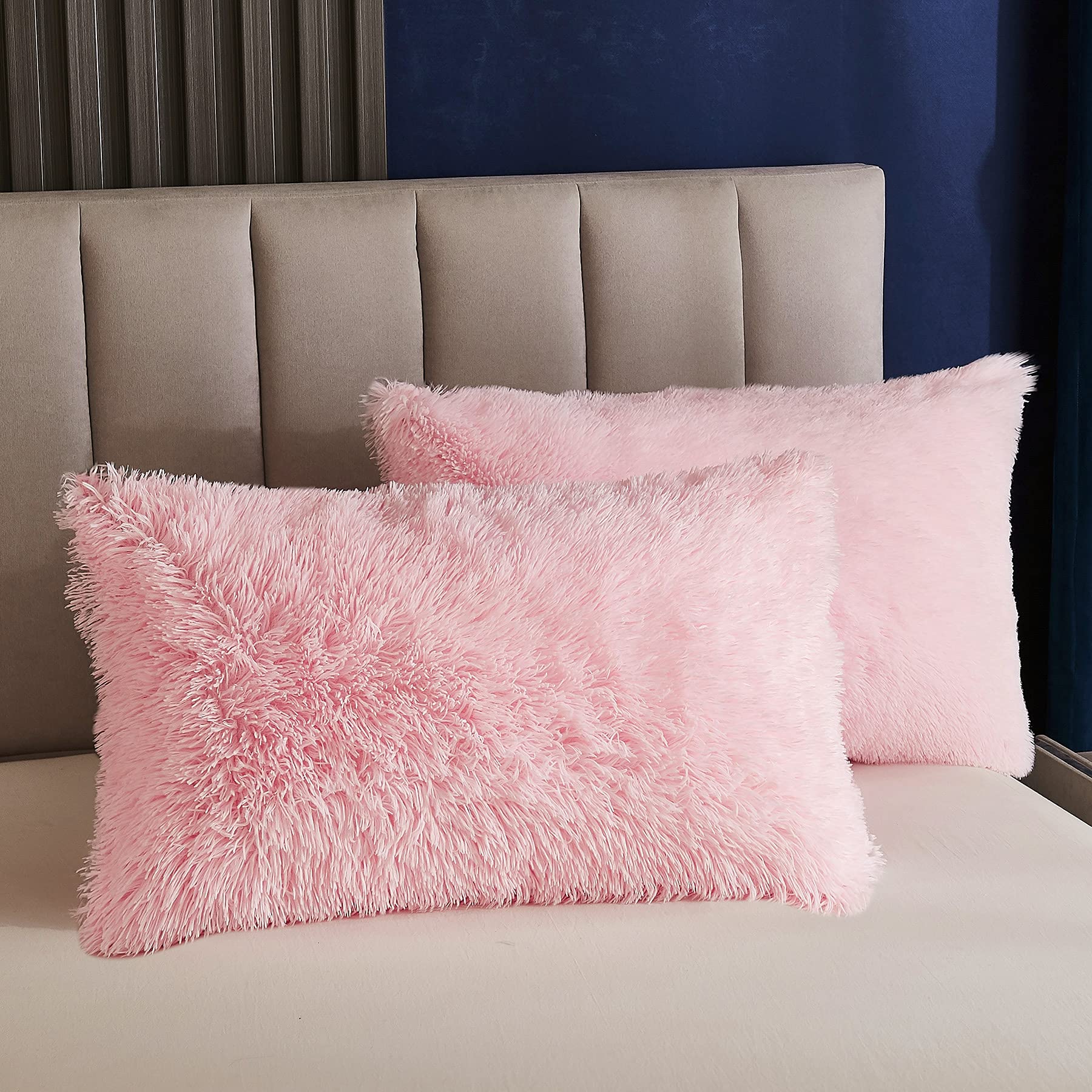 Yaoshuho Plush Fluffy Duvet Cover Twin Size - Ultra Soft Shaggy Faux Fur Comforter Set (1 Duvet Cover + 1 Pillow Sham) - Luxury Bedding for Cozy Winter Nights & Stylish Bedroom Decor - Pink