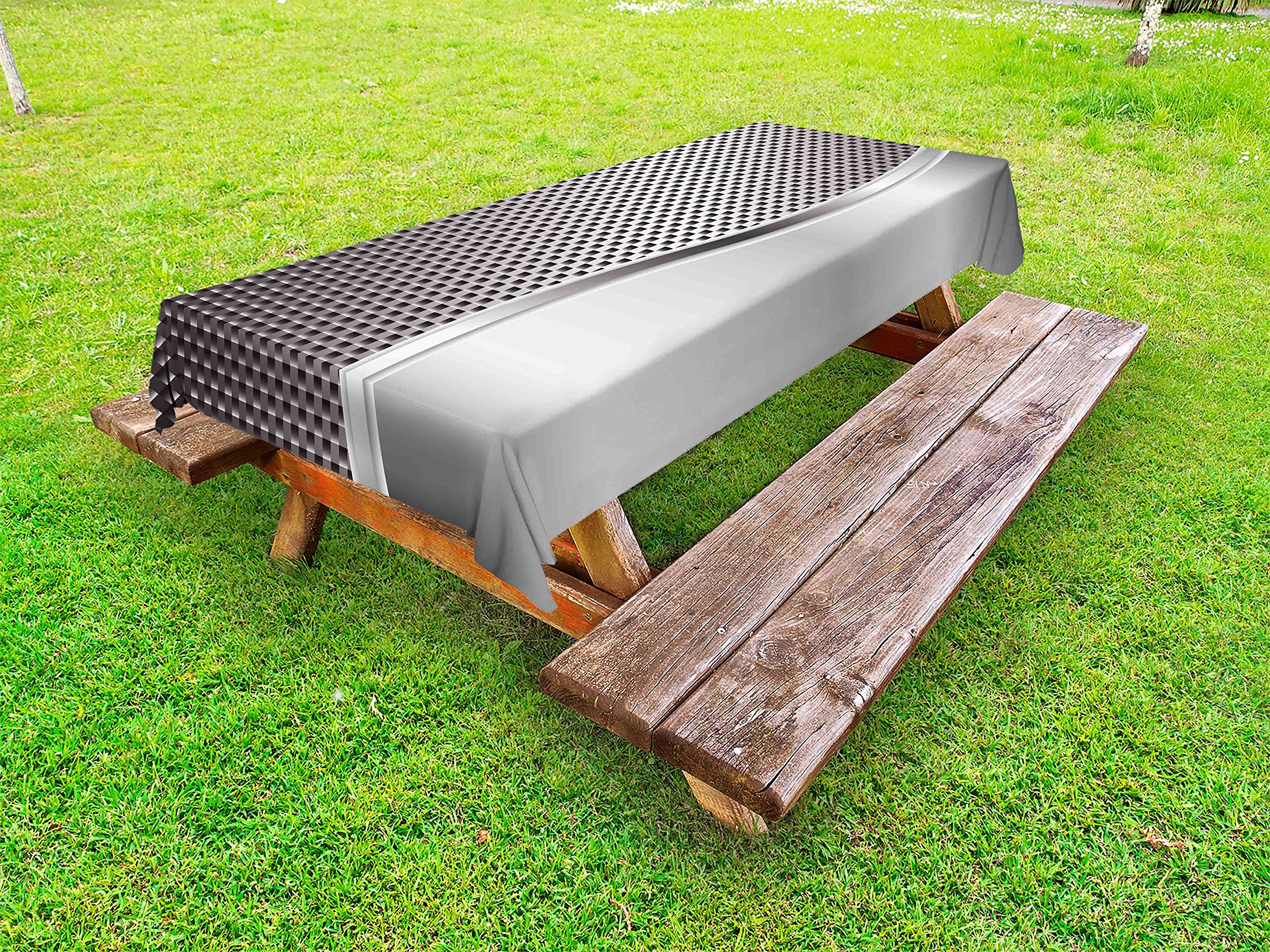 Ambesonne Grey Outdoor Tablecloth - Industrial Iron Design Print, Washable Picnic Table Cover 58