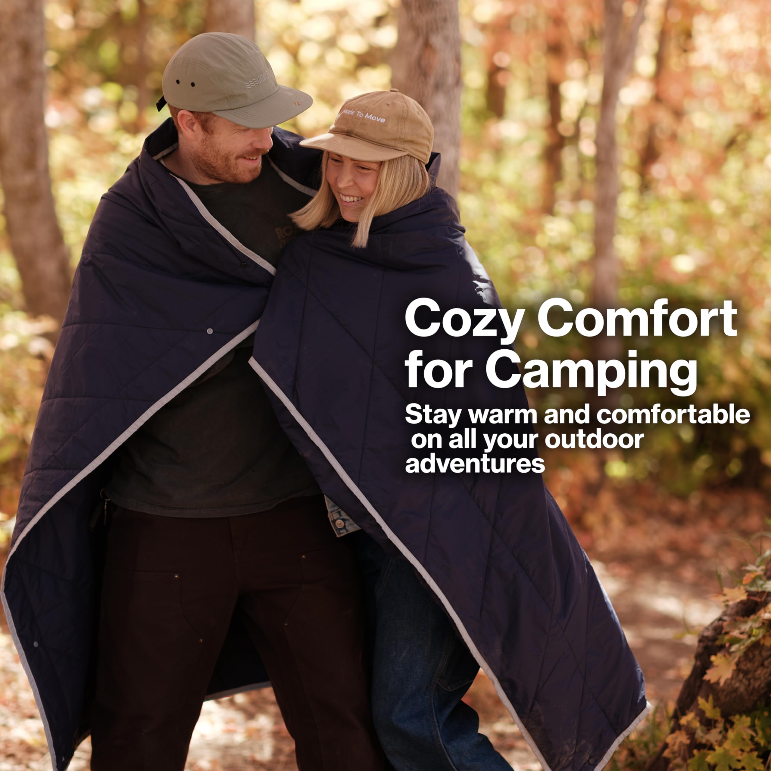 Ultra-Light Compact Down Alternative Travel Blanket - Soft Gravel Layover Camping Blanket for Airplane, Hiking & Outdoor Adventures (Blue)