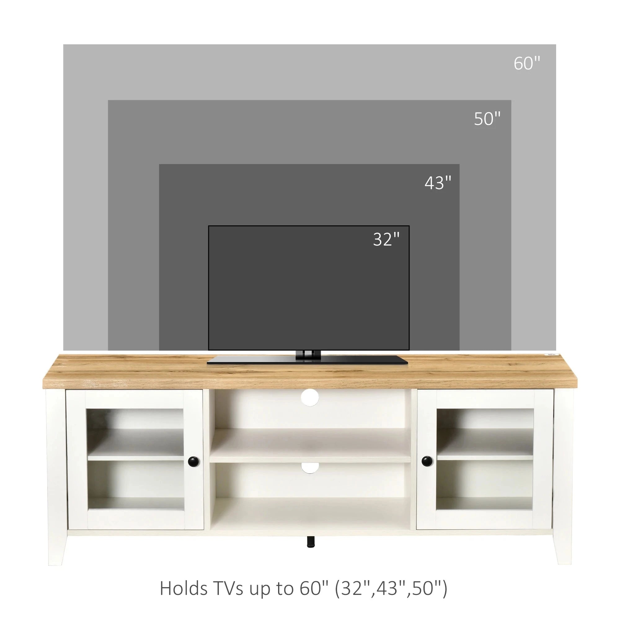 Modern TV Stand for Up to 60 Inch TVs - Sturdy Wooden Entertainment Center with Storage Shelf (Black/White/Walnut) - Perfect for Living Room, Bedroom & Home Theater Setup