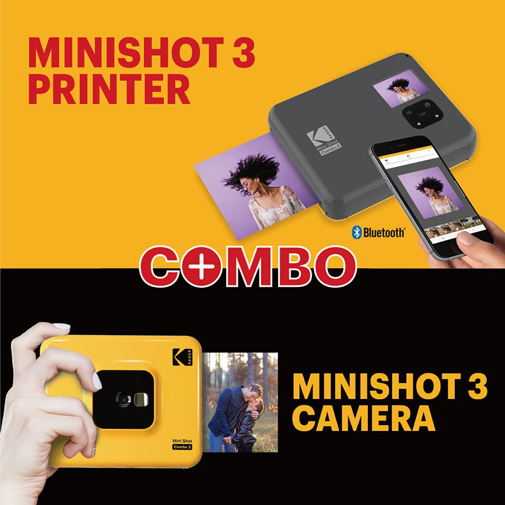 Kodak Mini Shot Combo 3 - C300W White Instant Camera with ZINK Photo Printing | Perfect for Travel, Parties & DIY Scrapbooking