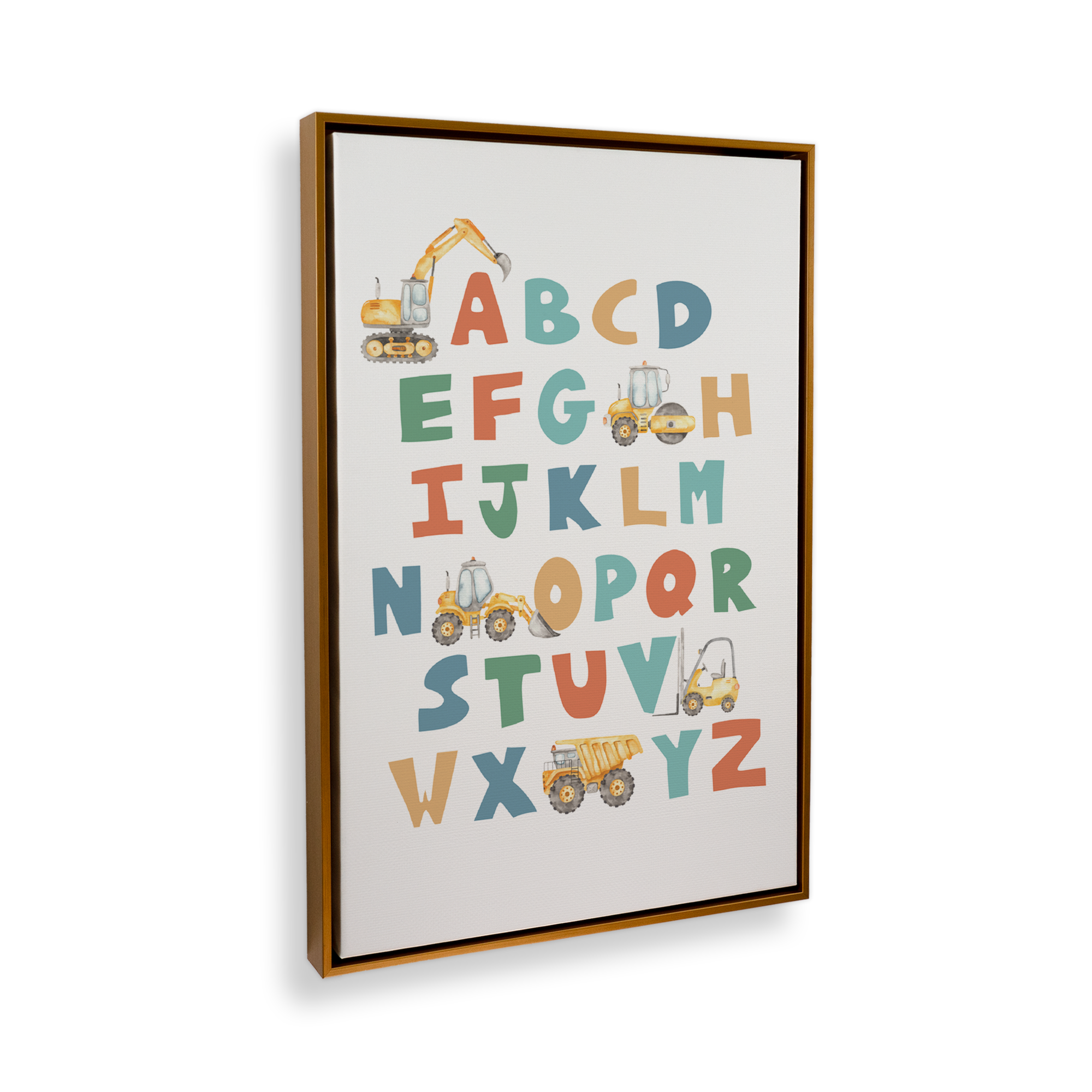 Construction Alphabet Canvas Print - ABC Learning Wall Art for Kids Room, Classroom & Playroom Decor