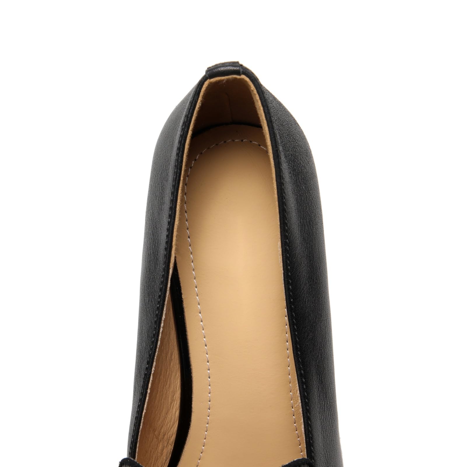 TinaCus Women's Pointed Toe Genuine Leather Chunky Heel Slip-On Pumps with Pearl Decor - Elegant Dress Shoes for Work, Party & Wedding Occasions