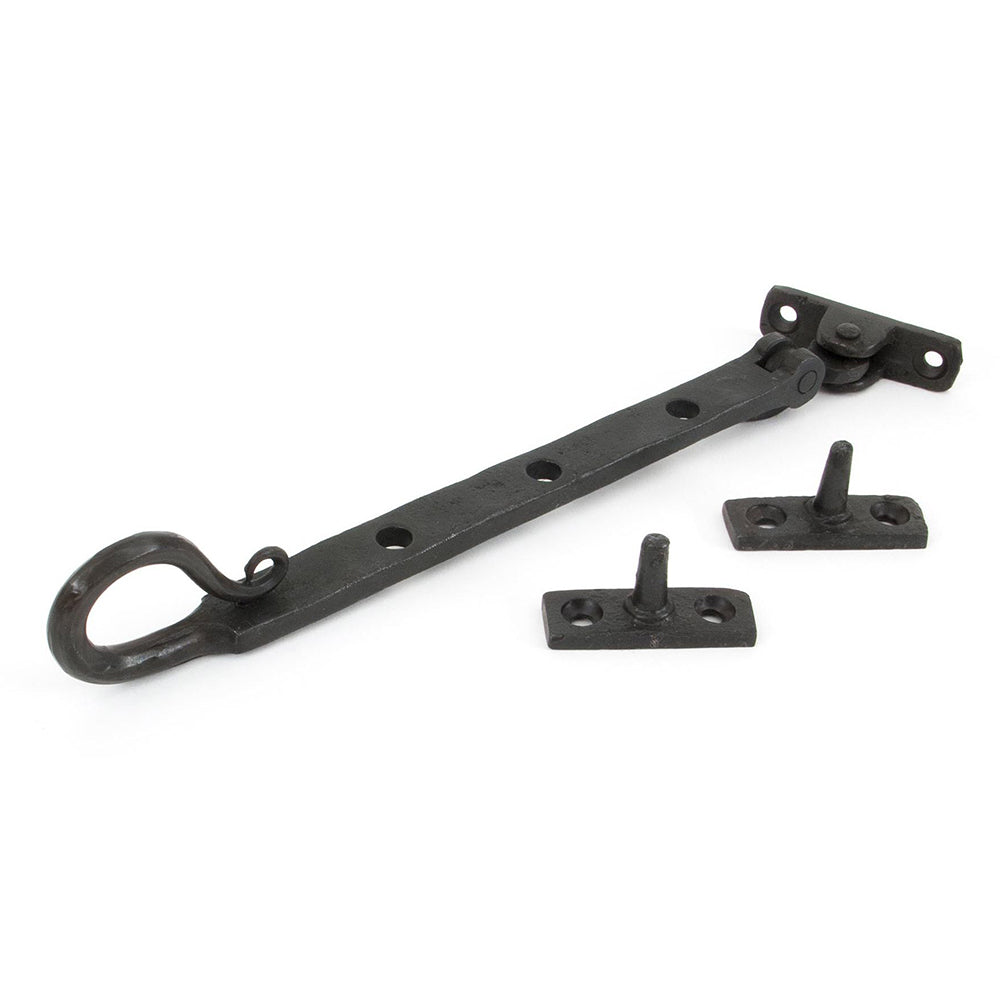 Forged Black Beeswax Shepherd's Crook Casement Stay - Durable Window Hardware for Traditional Homes & Cottage Style Windows