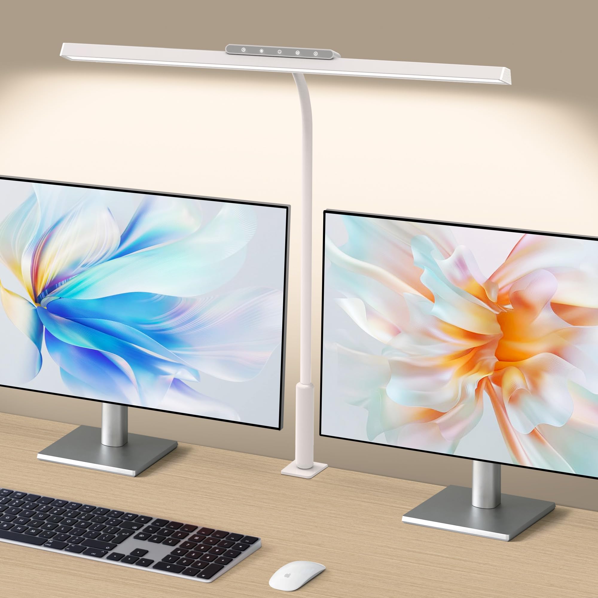 3-Color Stepless Dimming LED Desk Lamp with Clamp & Touch Control - Adjustable Memory Eye-Caring Light for Home Office, Computer Work, Sewing & Reading (White) | Perfect Study & Task Lighting Solution
