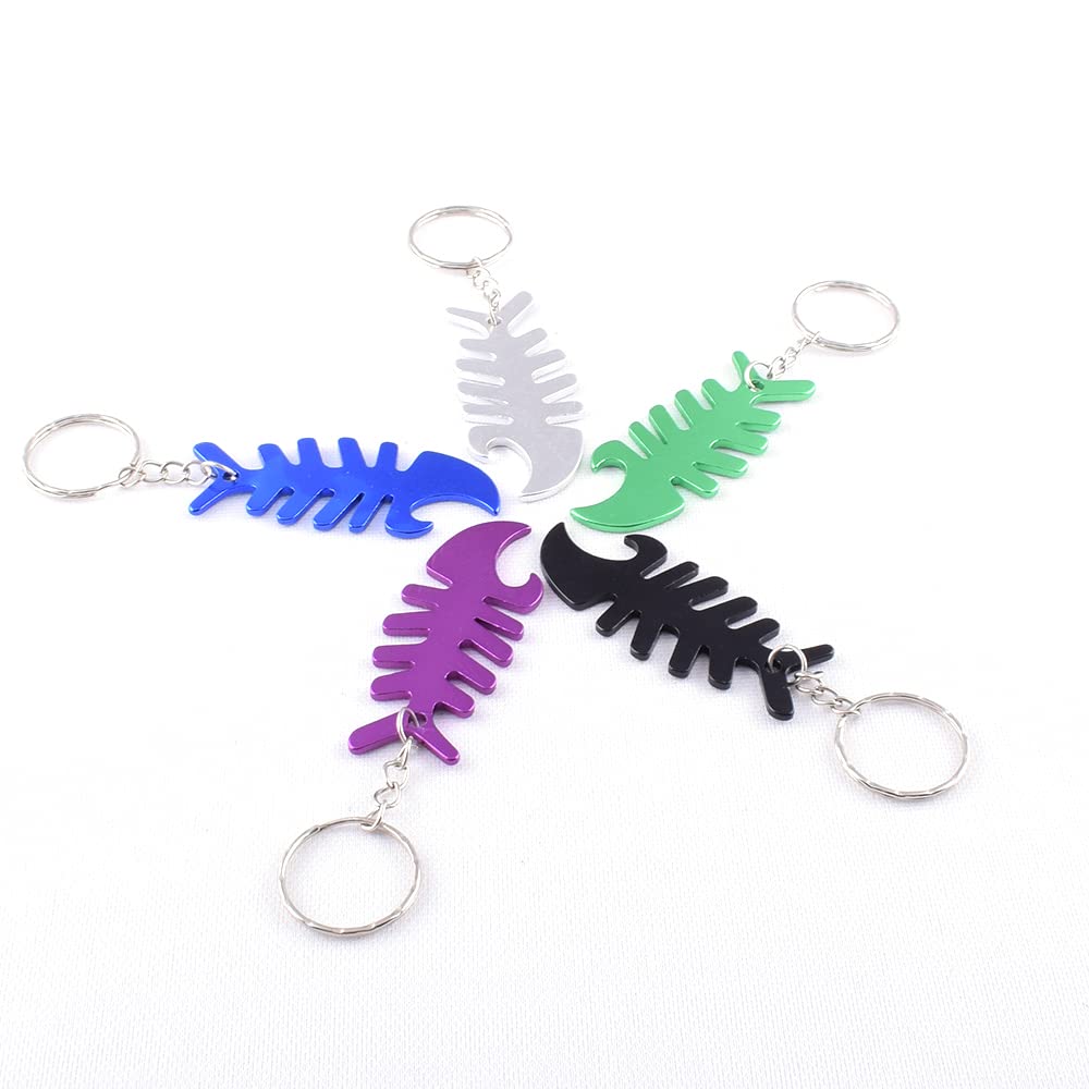 Fishbone Key Ring 10 Pcs - Metal Keychain for Lanyards & Gifts (Black) - Home & Office Use