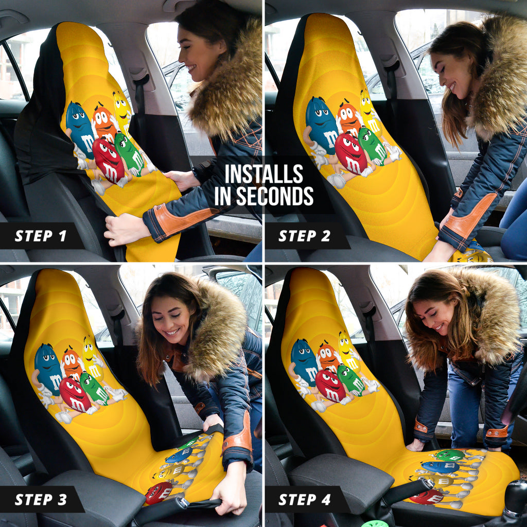 Funny M&M Members Car Seat Covers - Unique Gift Idea for Car Lovers - Perfect for Road Trips, Commuting & Protecting Seats