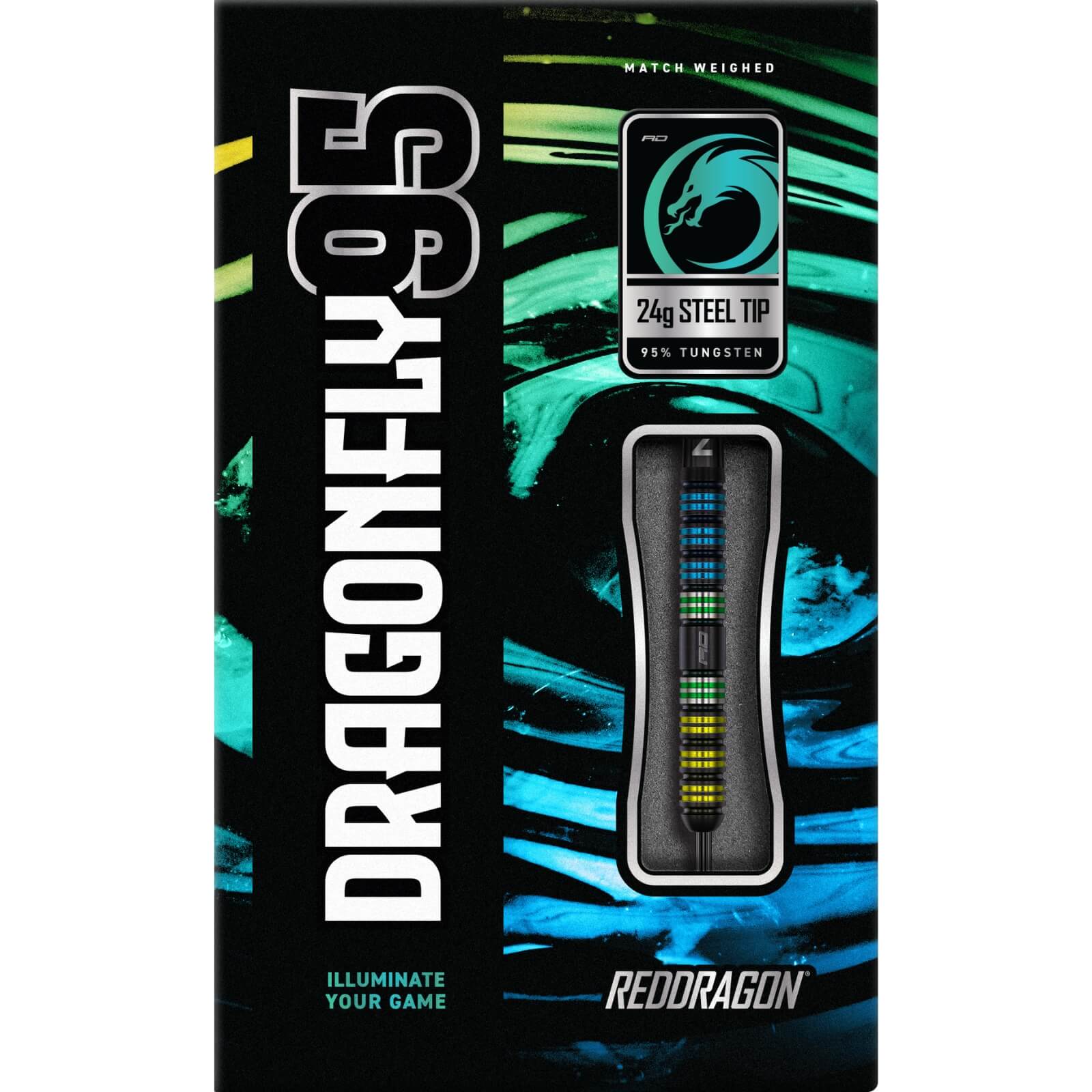 Red Dragon Dragonfly 95 Steel Tip Darts - 95% Tungsten - 22g, 24g, 26g - Professional Darts for Tournaments & Home Practice