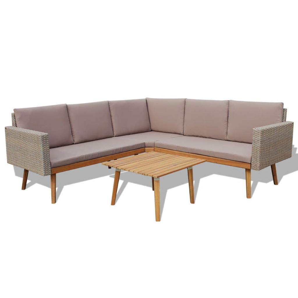 Qiilu 4-Piece Waterproof Garden Lounge Set - Outdoor Patio Furniture with Sofa Table & Relaxing Chairs for Backyard, Yard & Home | Perfect for Poolside, Deck & Garden Relaxation
