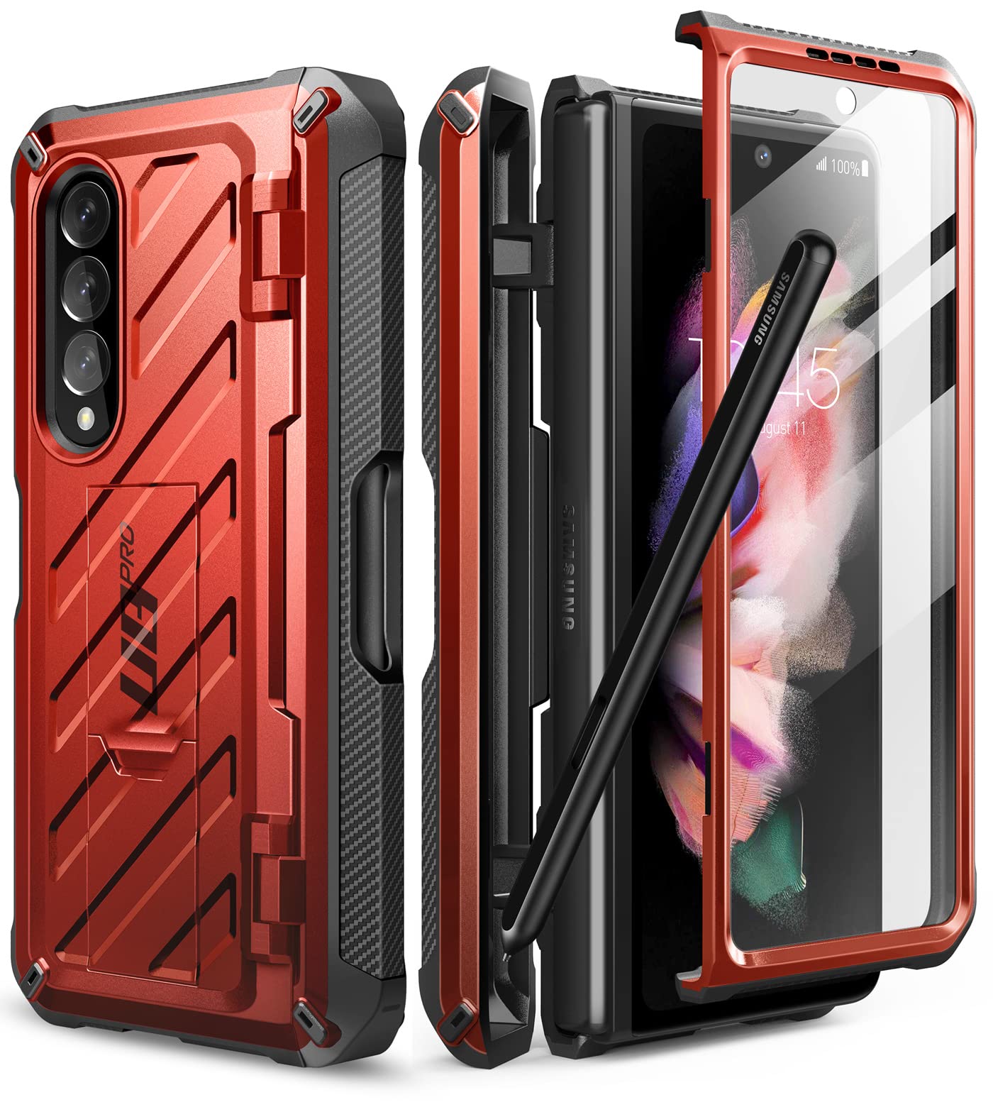 SUPCASE Unicorn Beetle Pro Case for Samsung Galaxy Z Fold 3 with S Pen Holder - Military Grade Protection, Built-in Screen Protector & Kickstand | Heavy Duty Protective Phone Cover for Work, Travel & Outdoor Activities