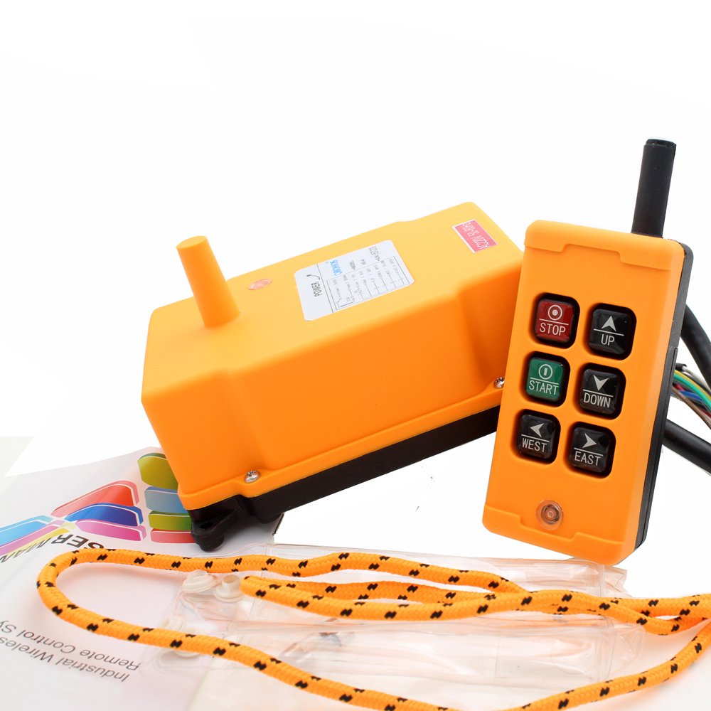 6 Key Industrial Crane Remote Control Wireless Transmitter with Push Button Switch (AC/DC 12-24V) - Perfect for Overhead Cranes, Hoists, and Material Handling Equipment