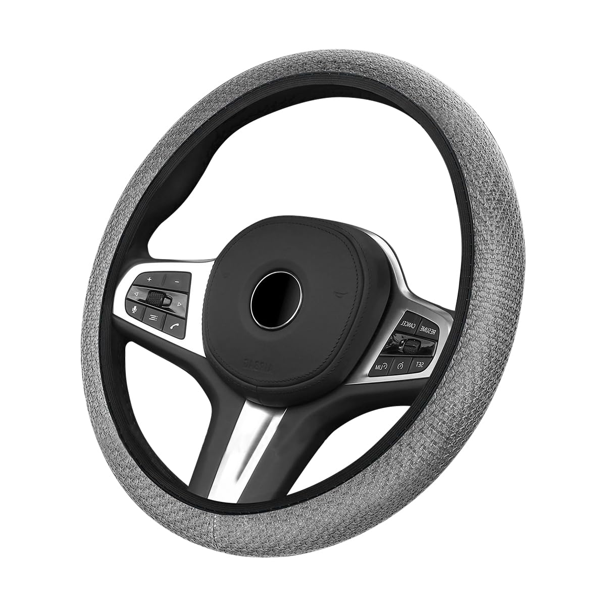 Premium Elastic Microfiber Steering Wheel Cover - 15 Inch Universal Fit for SUVs, Vans, Sedans & Trucks | Non-Slip Grip | Winter Warm & Summer Cool Comfort | Gray Ice Silk Design | Perfect for Commuting, Road Trips & Daily Driving