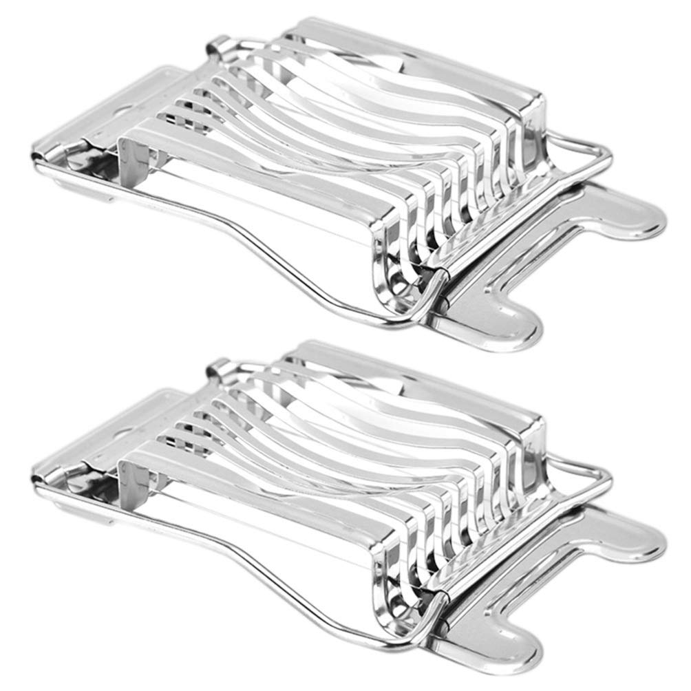 2-Pack Stainless Steel Egg Slicer & Cheese Cutter - Kitchen Gadget for Perfectly Sliced Hard Boiled Eggs, Fruits & Soft Cheeses - Ideal for Salads, Sandwiches & Charcuterie Boards