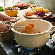 Emile Sublime 4 Qt Dutch Oven & Stewpot - Cream Enameled Cast Iron Cookware for Braising, Baking & Slow Cooking - Perfect for Soups, Stews & Bread Making