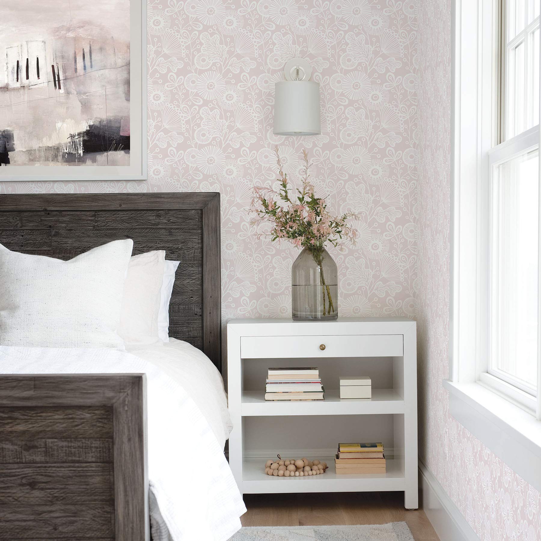 A-Street Prints 2821-25109 Ana Rose Floral Wallpaper - Self-Adhesive Peel & Stick Wallpaper for Bedroom, Living Room, Nursery Decor