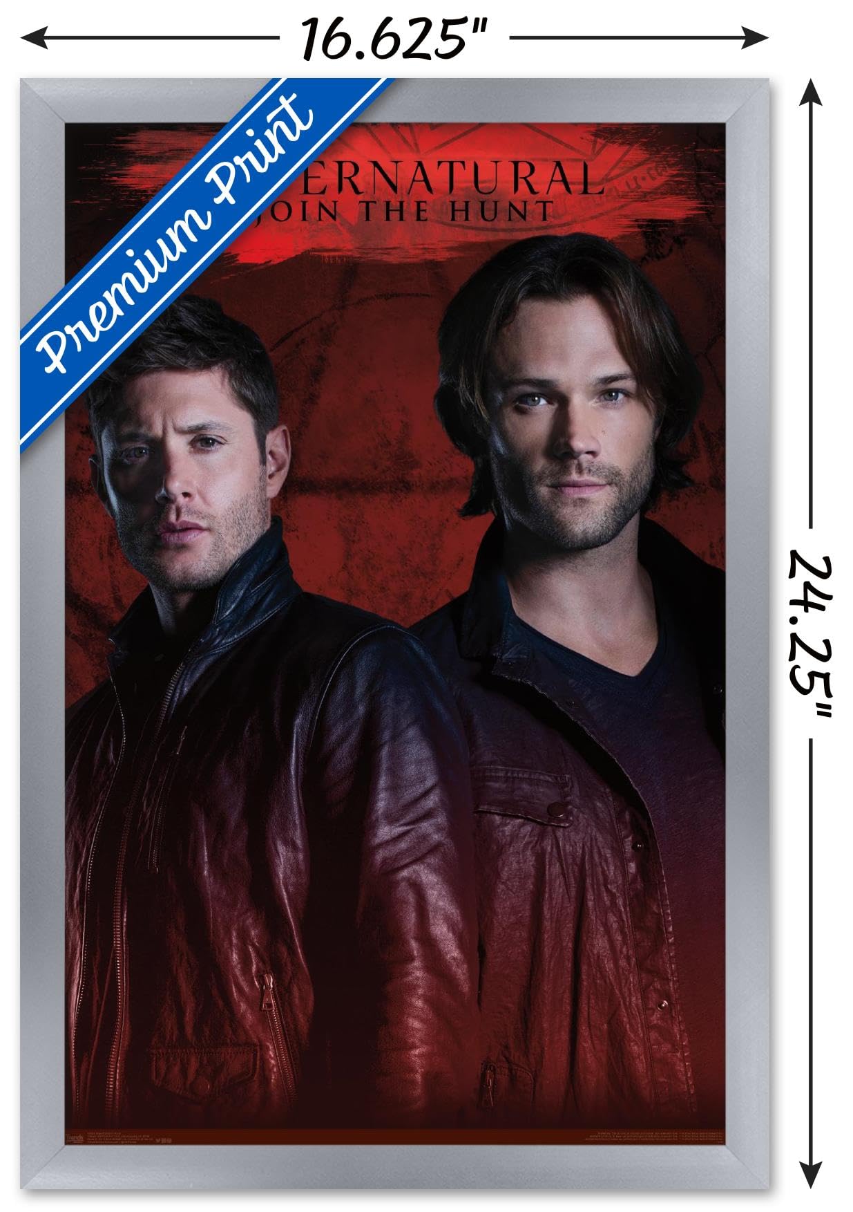 Supernatural TV Show Red Wall Poster - 14.725 x 22.375 Inches Silver Framed Version - Perfect for Home Decor, Office & Fan Collections