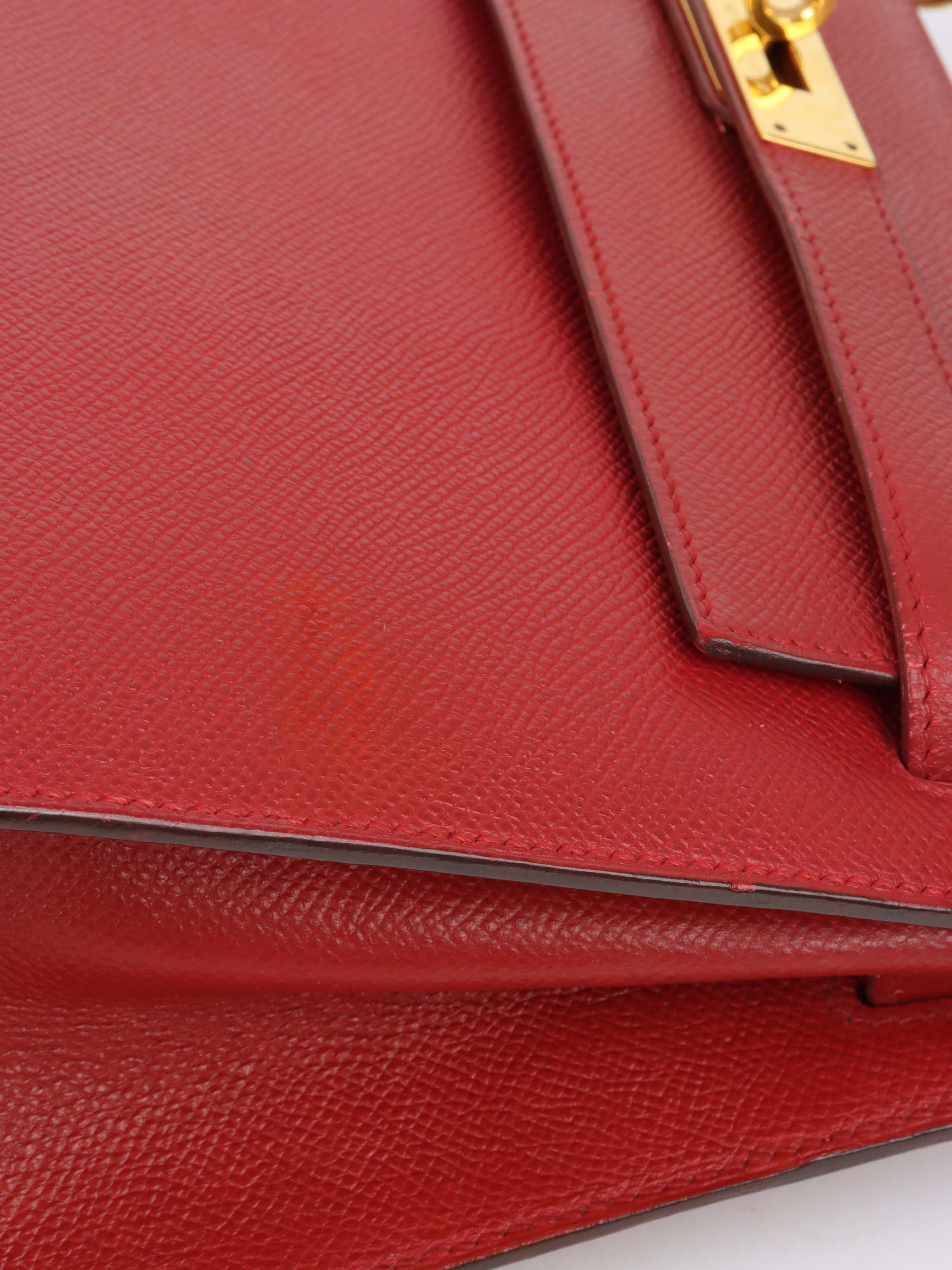 Authentic Hermes Kelly 32 Bag Rouge H Red Gold Hardware 1994 Vintage - Luxury Handbag for Women, Perfect for Parties & Special Occasions
