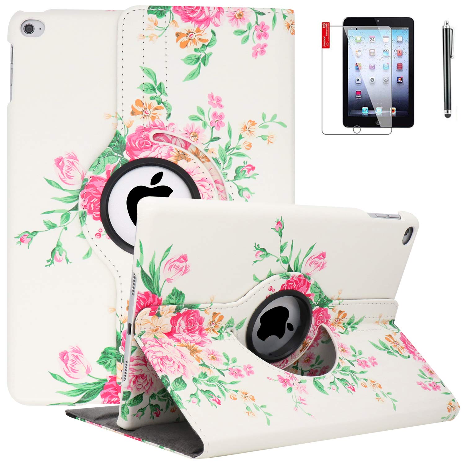 Premium iPad 6th Generation Case with Screen Protector & Stylus - 360° Rotating Stand, Auto Sleep/Wake for iPad 9.7