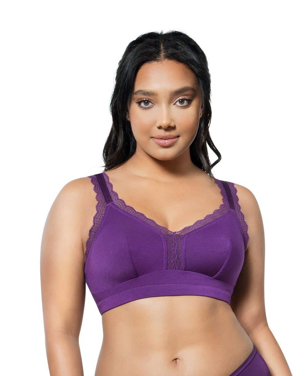 Parfait Dalis Wire Free Bralette - Comfortable Wireless Bra in Amethyst Purple for Yoga, Lounge & Everyday Wear