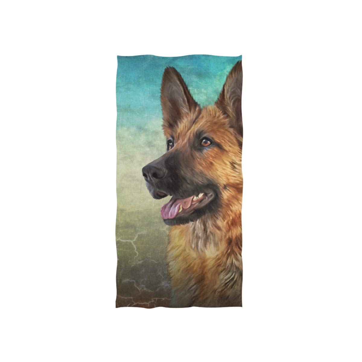 Vintage German Shepherd Dog Portrait Hand Towel - 30 x 15 Inch Thin, Lightweight & Soft Absorbent Bath Towel for Home, Kitchen, Bathroom Decor - Perfect for Pet Lovers, Dog Theme Rooms & Guest Bathrooms