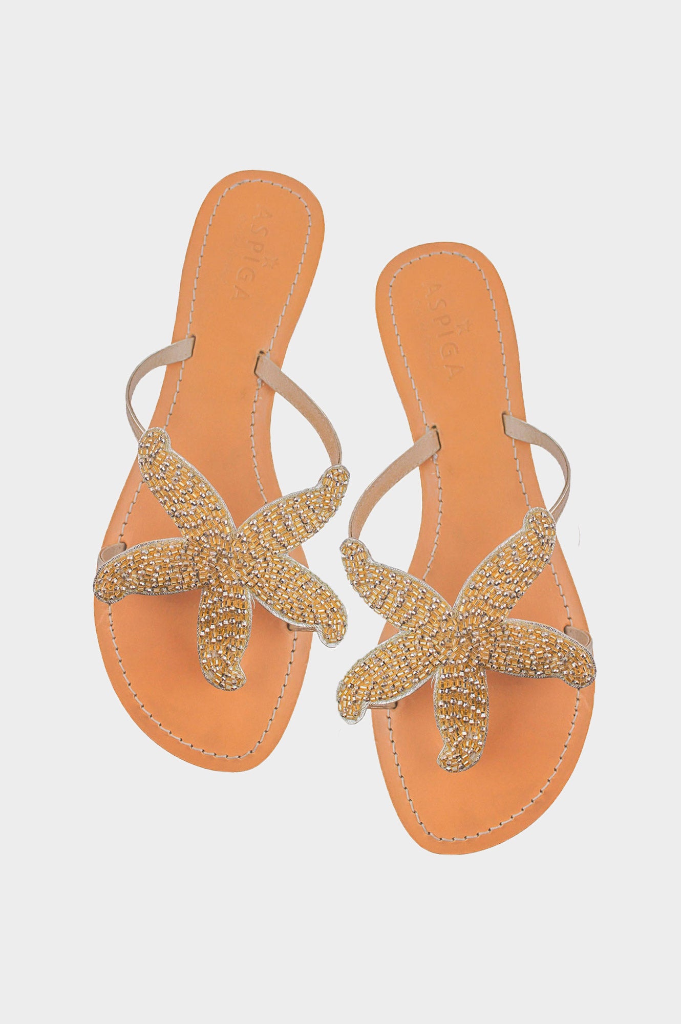 Starfish Leather Sandals for Women - Gold Gladiator Sandals | Beach Wedding, Summer Vacation & Boho Fashion Accessories