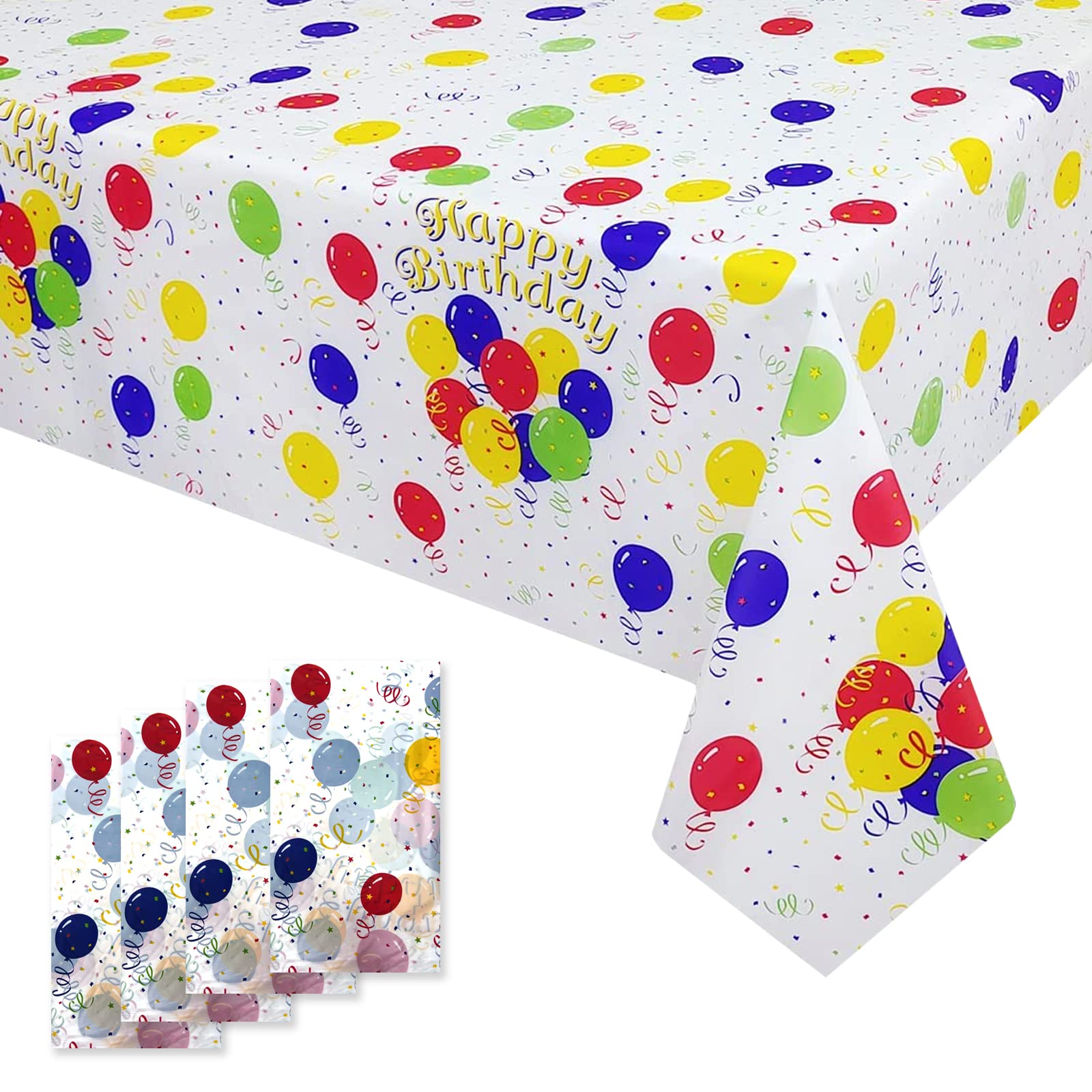 Rainbow Disposable Plastic Tablecloth 4 Pack - 54