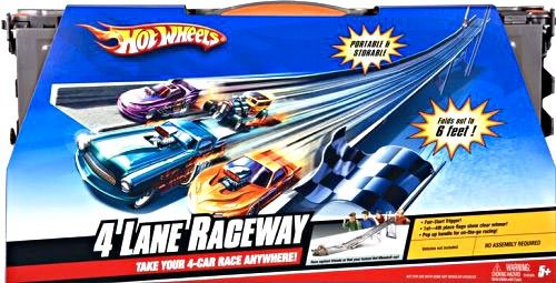 Hot Wheels 4 Lane Raceway Track Set with 4 Bonus Cars - Ultimate Racing Experience for Kids & Collectors - Perfect for Birthday Gifts & Family Game Nights