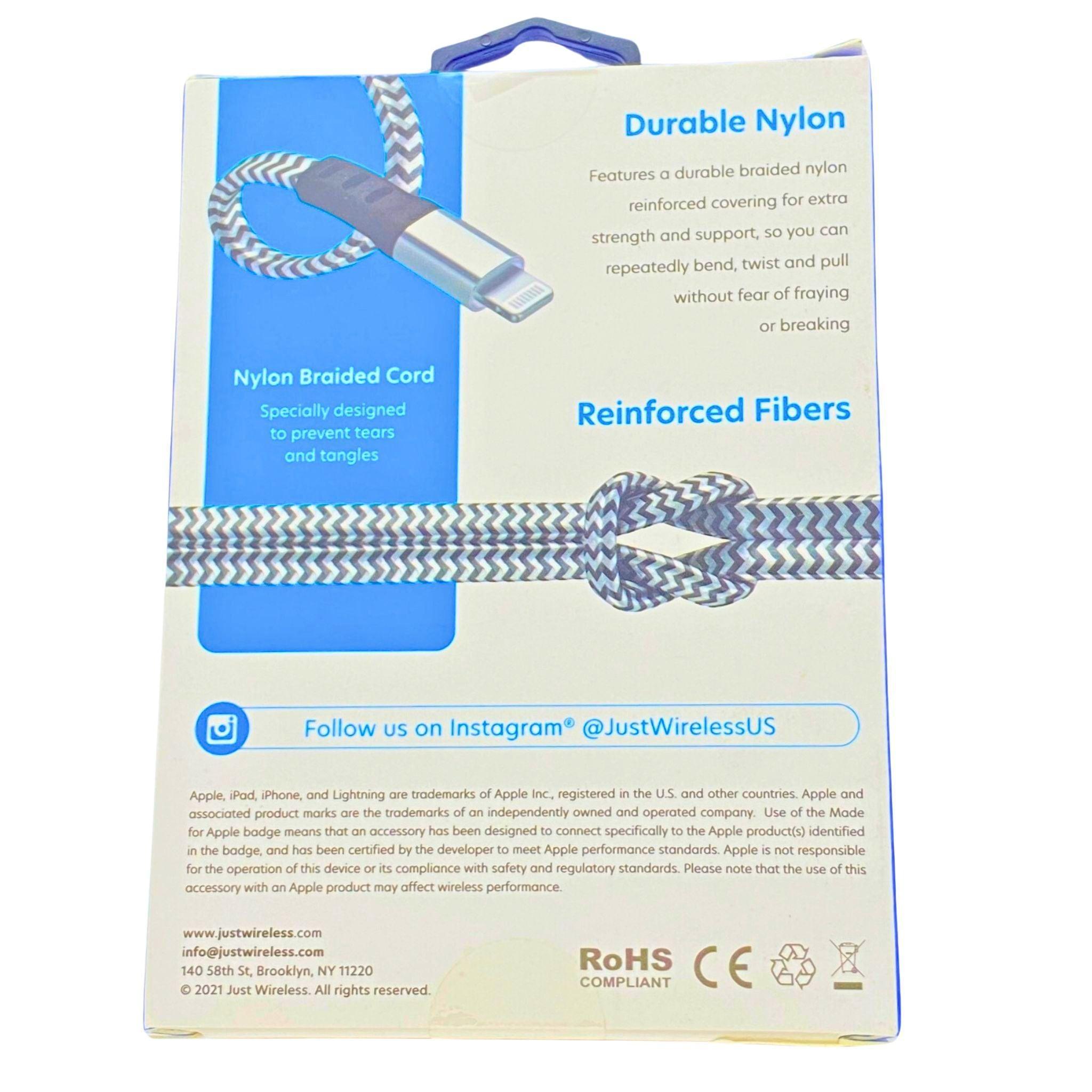 Just Wireless Extra Strength Lightning Cable 6Ft (50 Pcs Bulk Pack) - Durable Charging Cord for iPhone, iPad & Apple Devices | Perfect for Home, Office & Travel Use
