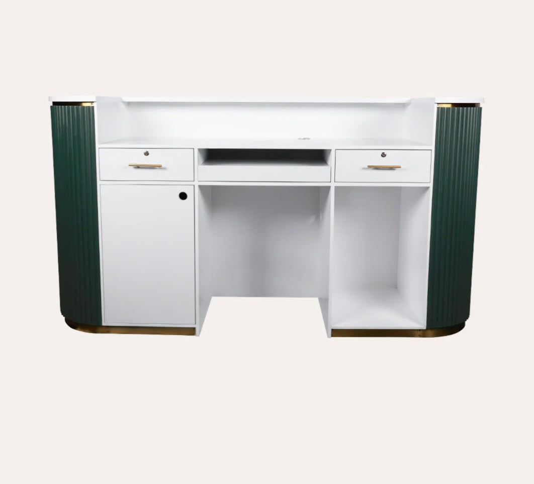 Grand Rene Tambour Reception Desk - Elegant Office Furniture for Hotels, Corporate Lobbies & Luxury Spaces