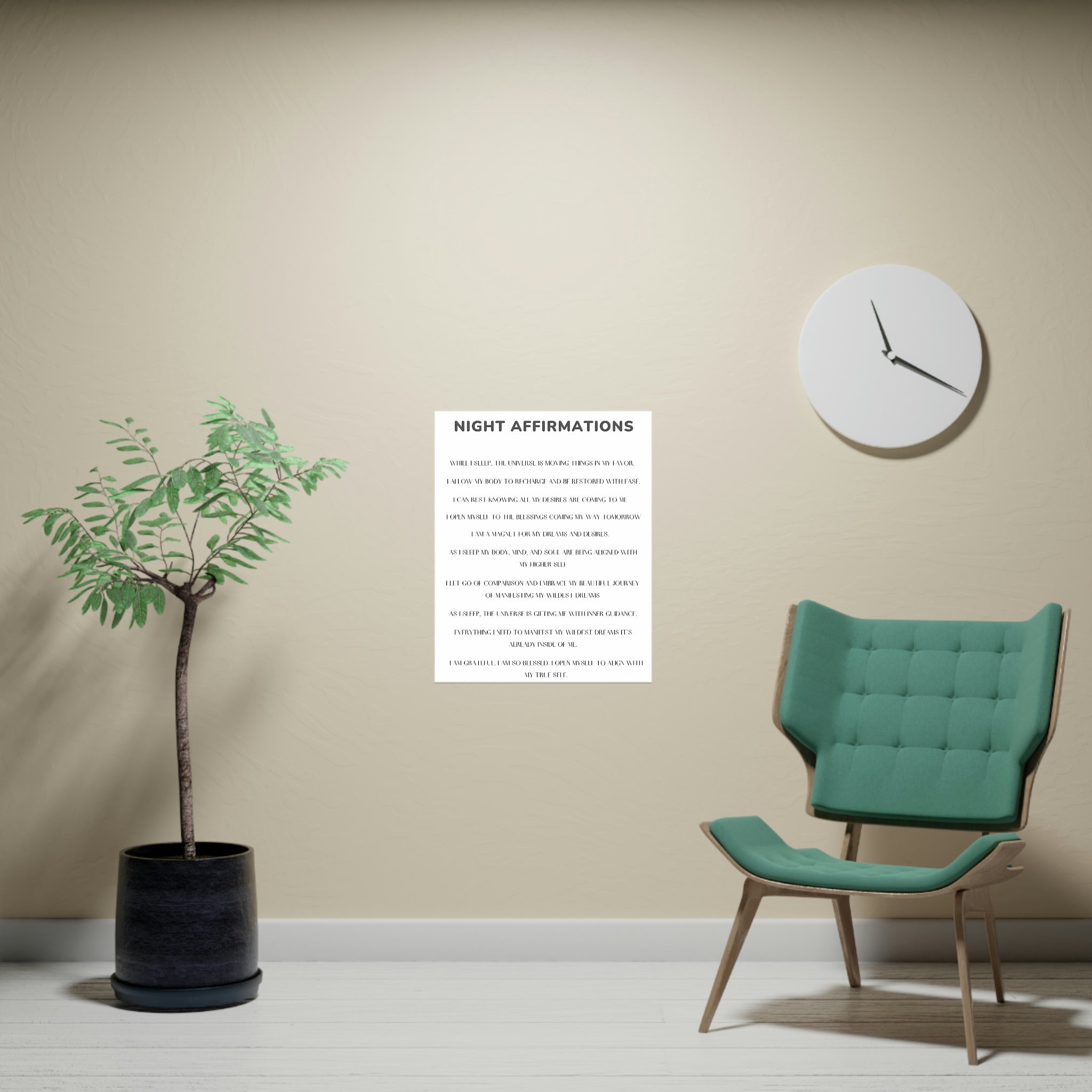 Night Time Affirmations and Manifestation Sayings Vertical Matte Poster - Positive Bedroom Wall Art for Meditation & Self-Care