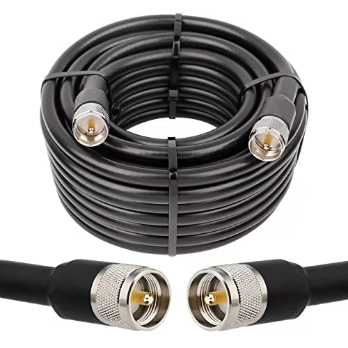 MOOKEERF 35ft RG8 PL259 to SO239 Coaxial Cable - Low Loss CB Radio Coax Cable for CB Radio, VHF Radio, SWR Meter & Antenna Analyzer - Perfect for Ham Radio Setup, Vehicle CB Installation & Emergency Communication
