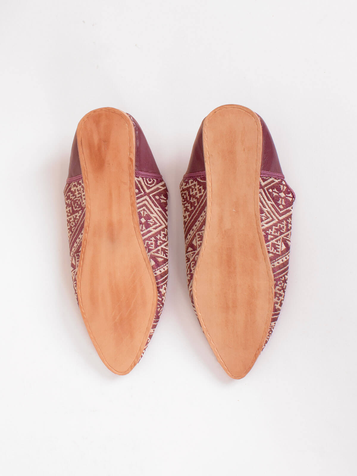Moroccan Jacquard Pointed Babouche Slippers for Women - Soft Mauve Leather House Shoes | Perfect for Home, Lounge & Cultural Events