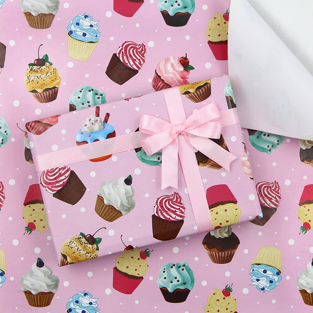 Boerni 6-Sheet Pink Birthday Wrapping Paper Set - 20