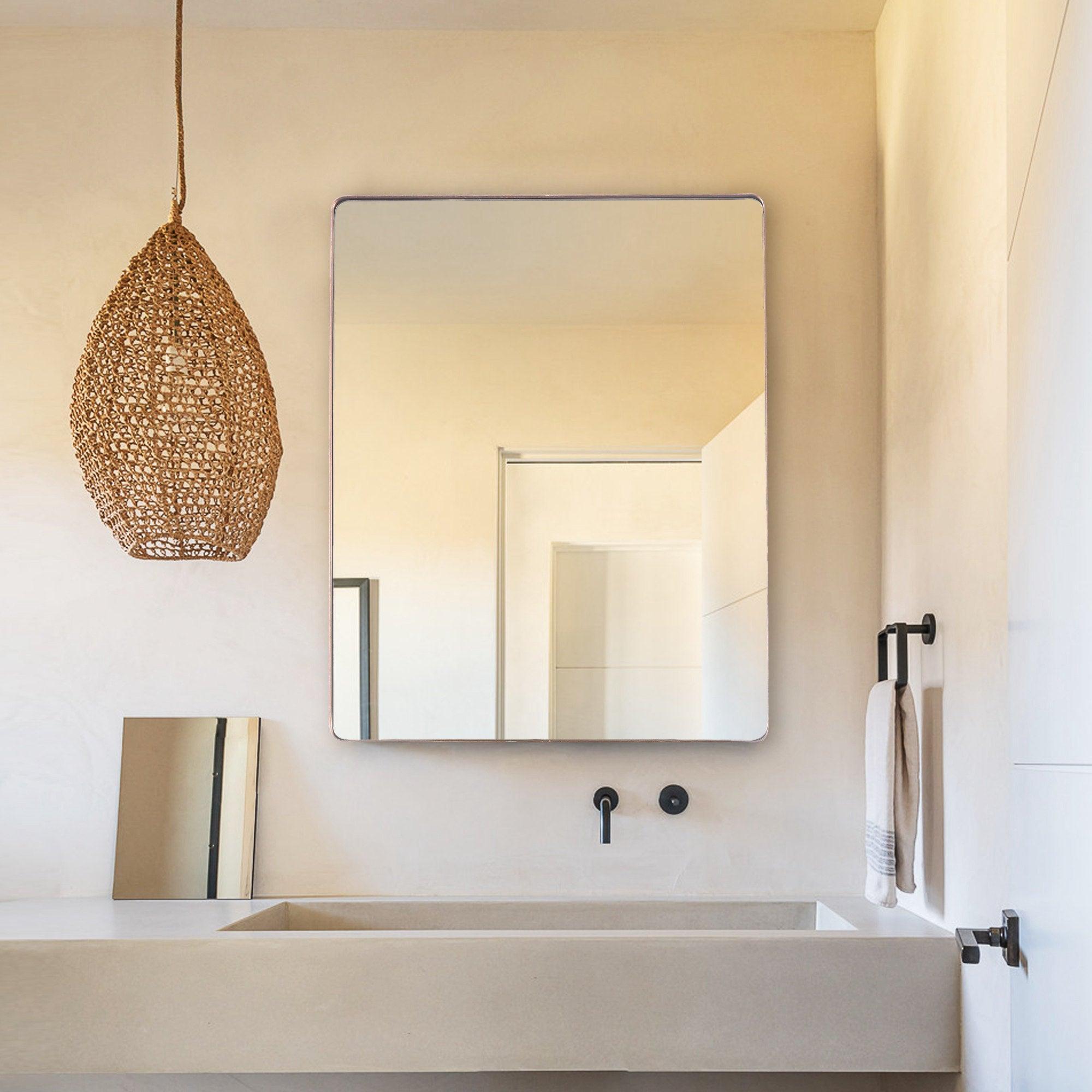 Golden Modern Square Framed Wall Mirror - 24