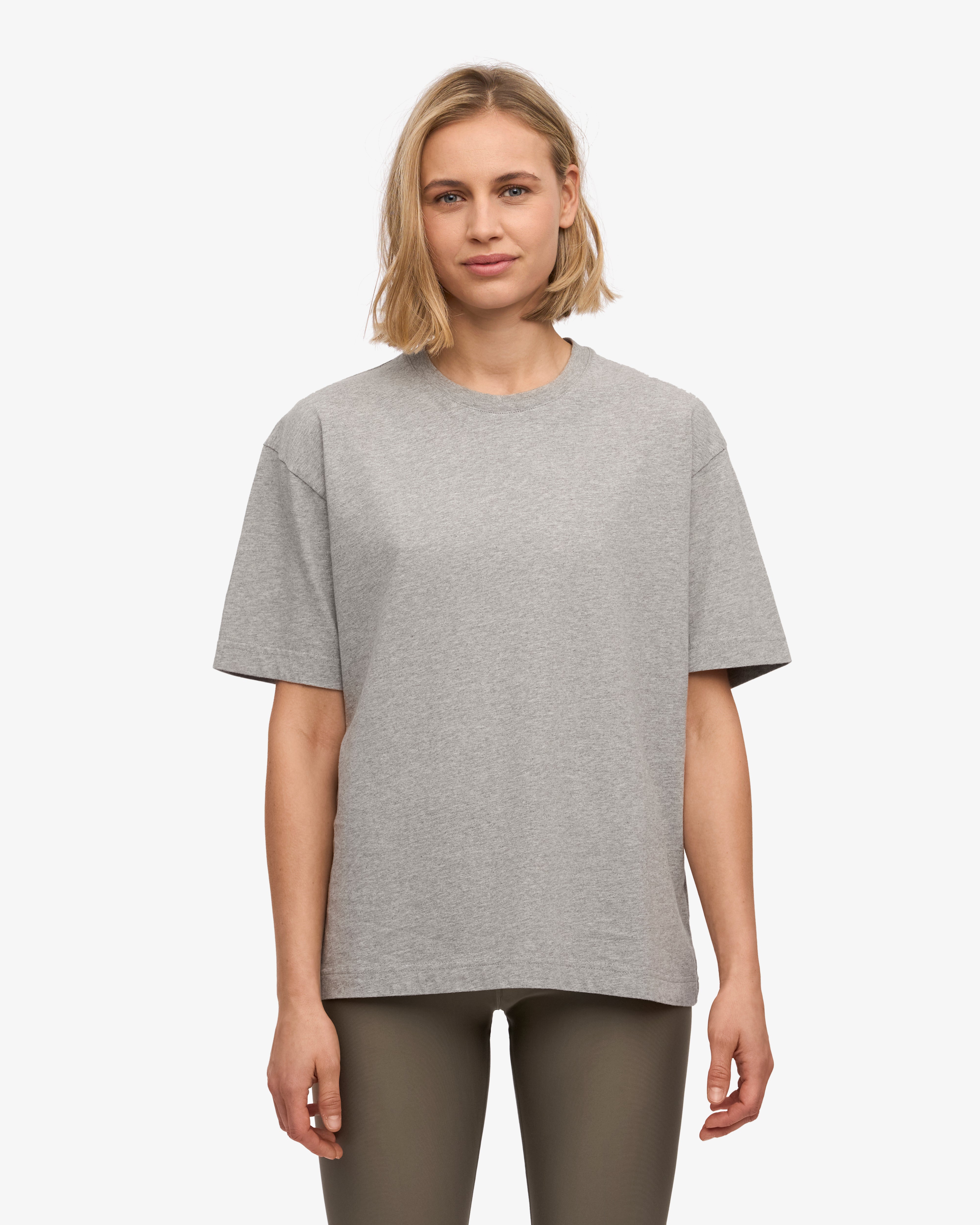 Oversized Organic Cotton T-Shirt for Women - Soft Heather Grey - Perfect for Casual Wear, Loungewear & Everyday Comfort