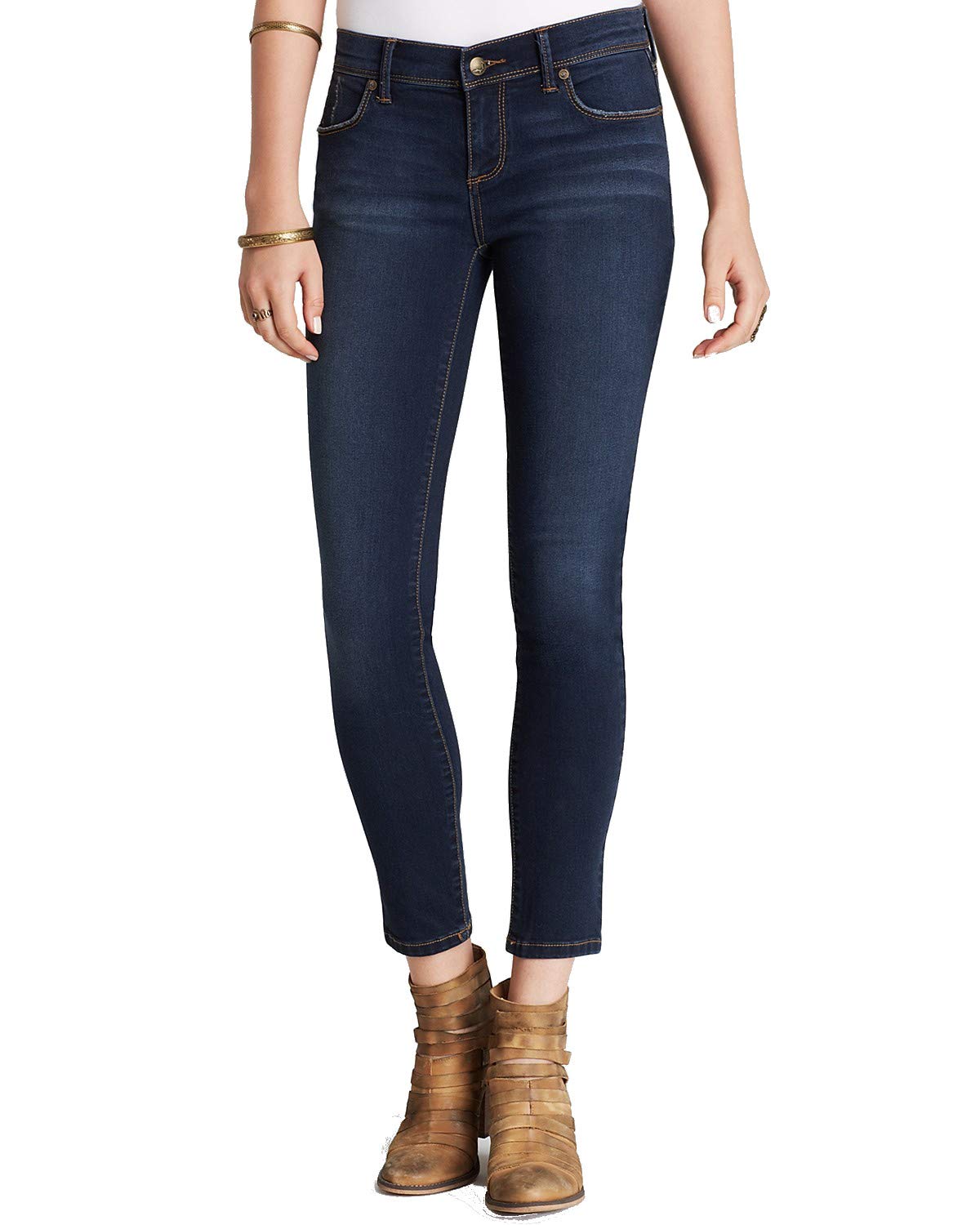 Free People Women's Roller Cropped Skinny Jeans - High Waist Stretch Denim Pants for Casual Wear & Night Out