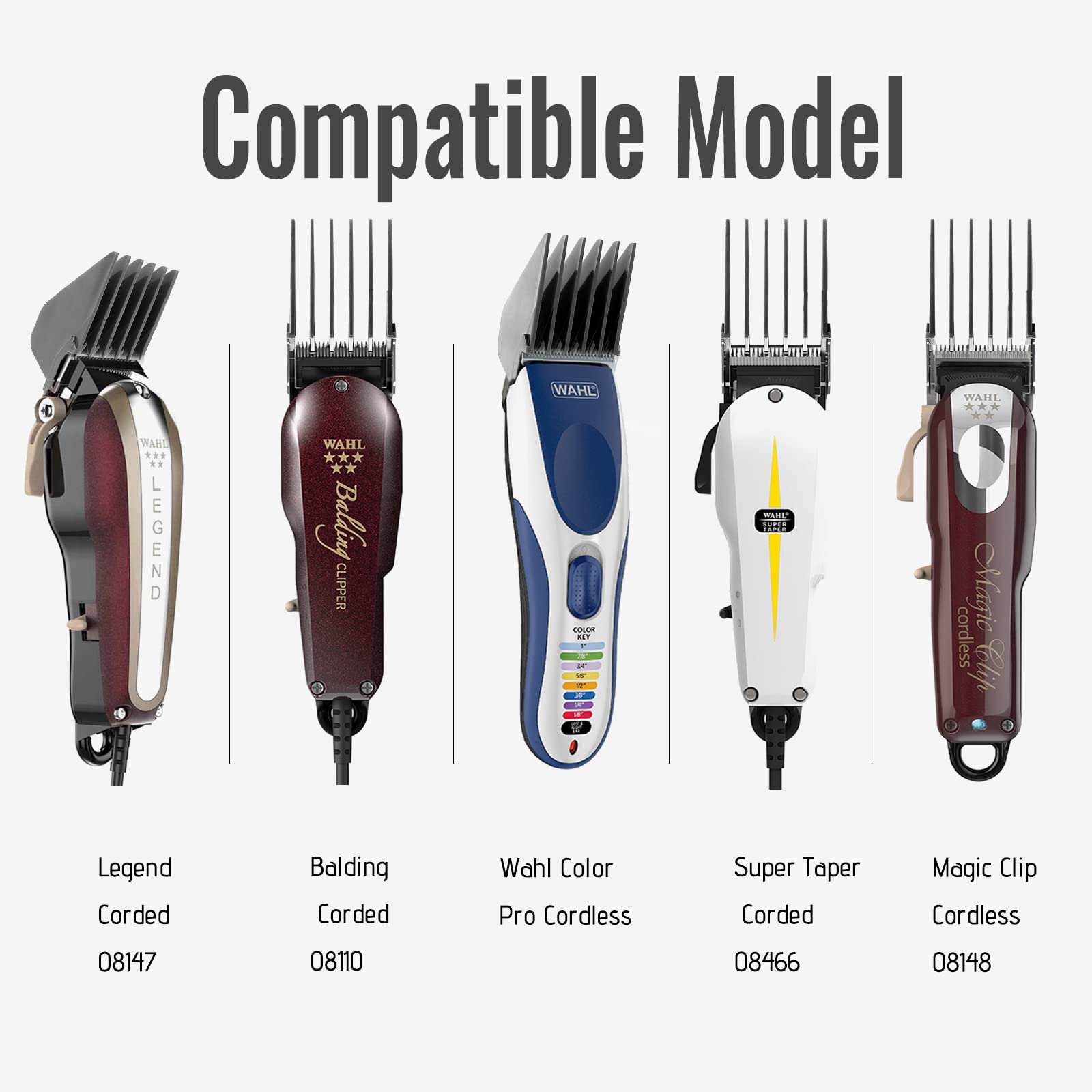 Mega Hair Clipper Guards Set - Extra Long 3 Inch Guide Combs for Wahl Clippers (8 Sizes: 3