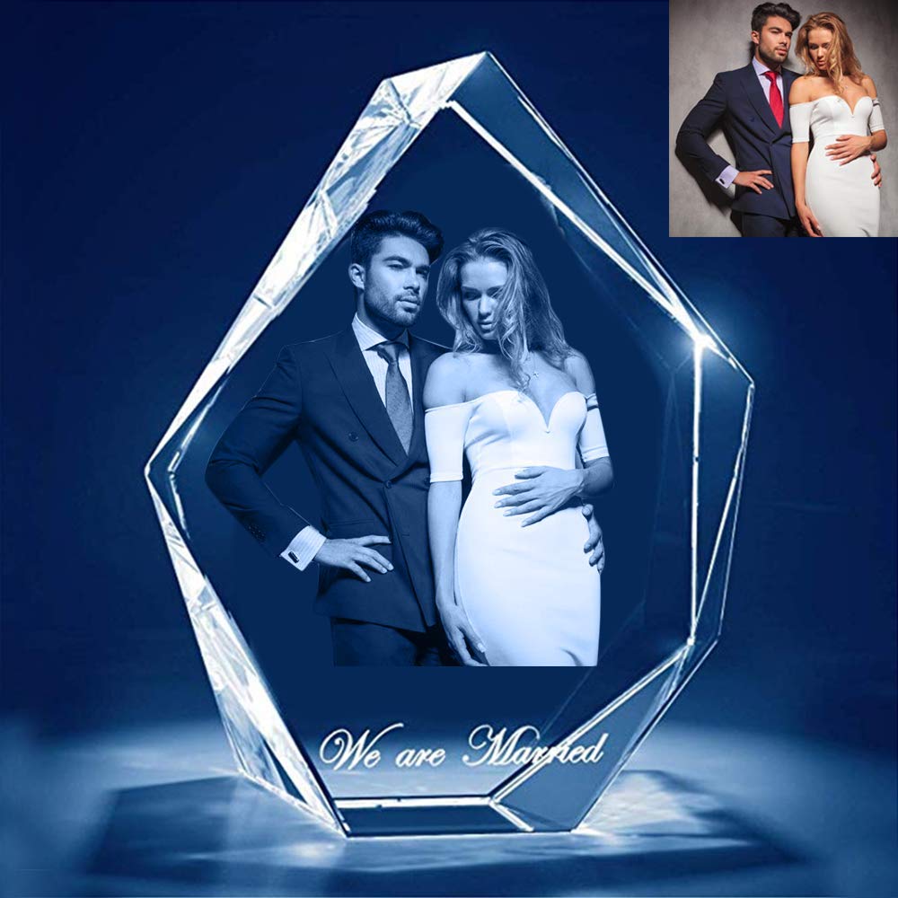 Custom 3D Holographic Crystal Photo Engraving - Personalized with Your Picture | Unique Wedding, Anniversary, Christmas & Birthday Gift Idea | Perfect for Home Decor, Office Display & Special Occasions