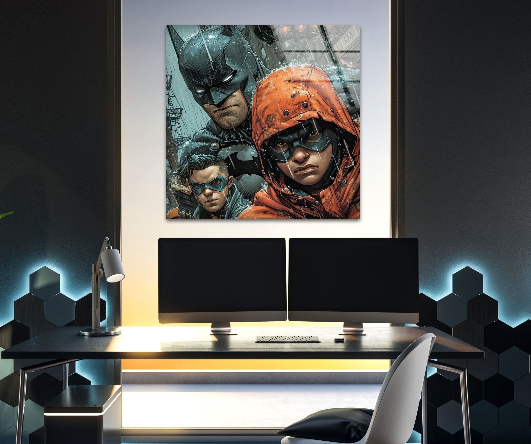 Batman and Robin Stained Glass Wall Art - Superhero Decor for Home, Office & Gifts - Perfect for Comic Fans & DC Collectors