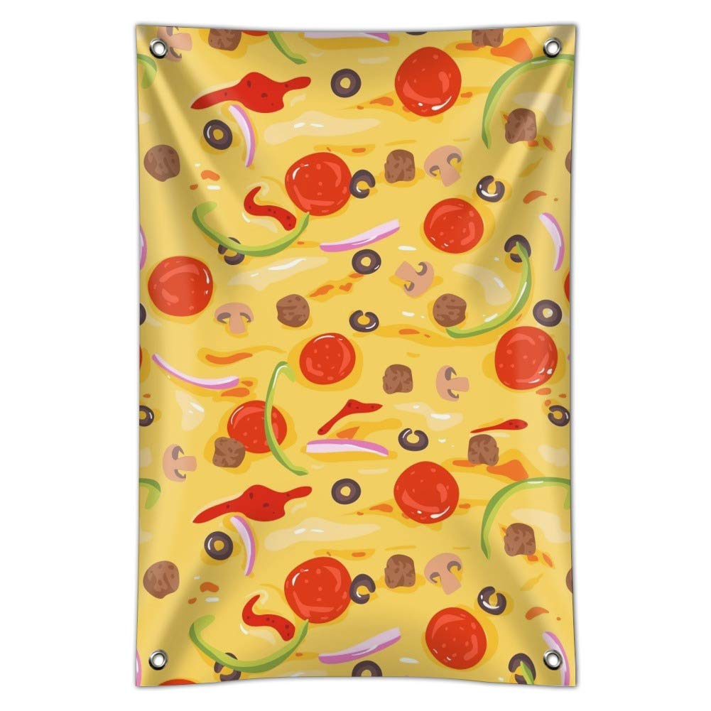 Pepperoni, Olives & Onions Pizza Pattern Sign - Perfect for Home, Business & Office Decor - Wall Art for Pizzerias, Restaurants & Pizza Lovers