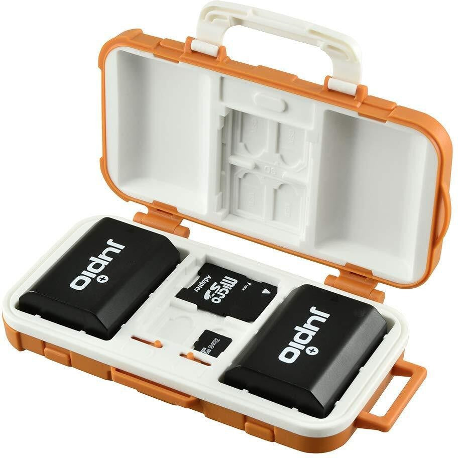 Jupio Durable Hard Case for 2 Camera Batteries & 14 SD Memory Cards - Perfect for DSLR, Mirrorless & Action Camera Storage Protection
