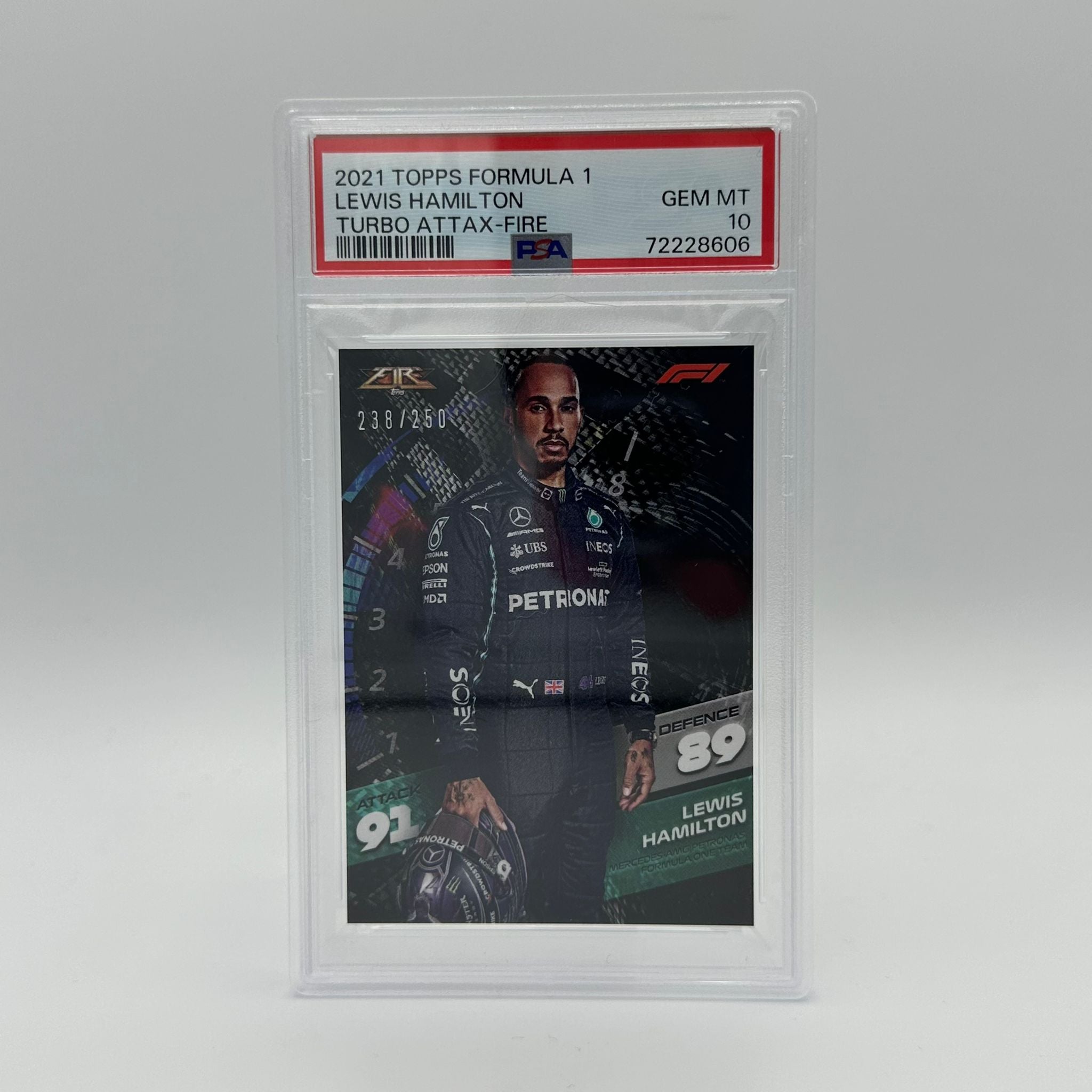 PSA 10 Lewis Hamilton 2022 Fire Racing Card #/250 - Rare Collectible for F1 Fans & Sports Memorabilia Enthusiasts | Perfect for Display, Trading, and Investment
