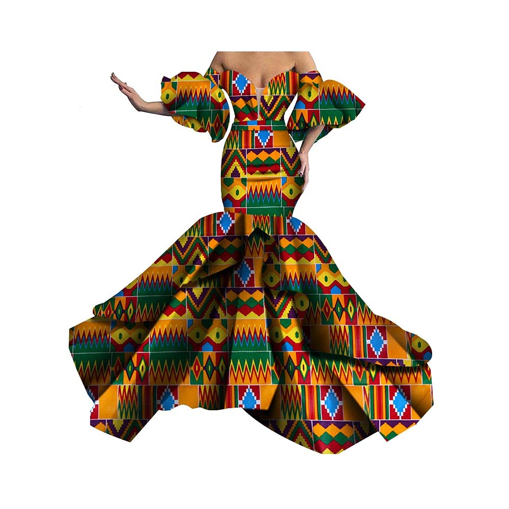 Sexy African Ankara Print Mermaid Evening Dress for Women - Strapless Long Dashiki Dress for Parties, Weddings & Special Occasions