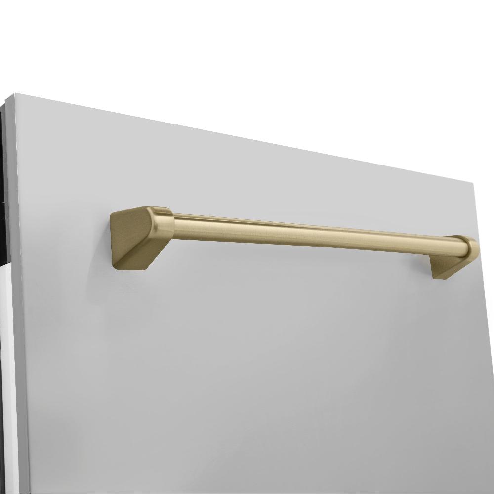 ZLINE Autograph Edition 24-inch 3rd Rack Top Control Tall Tub Dishwasher - Stainless Steel with Champagne Bronze Handle, 51dBa Ultra Quiet (DWVZ 304 24 CB) - Perfect for Modern Kitchens and Open-Concept Homes