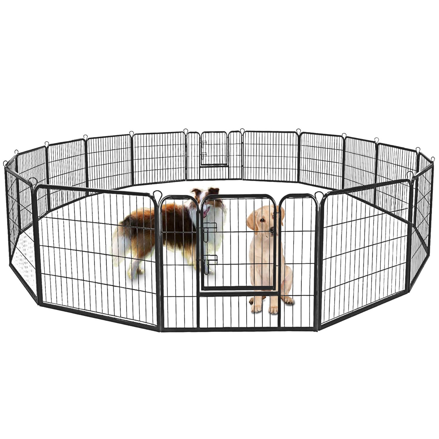 Durable Foldable Metal Outdoor Pet Exercise Pen - Large Black Dog Playpen Cage for Dogs, Puppies & Small Animals | Perfect for Backyard, Park & Travel Use