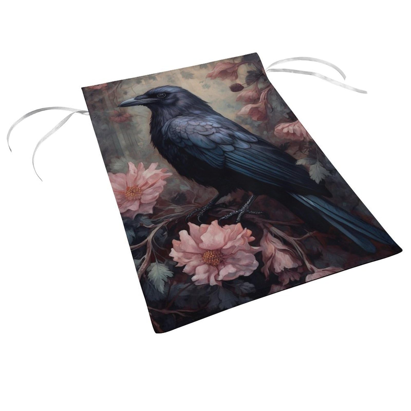 Gothic Halloween Raven Flower Garden Flag - Double Sided Black Crow Yard Flag 12x18 Inch for Outdoor Seasonal Holiday Decoration | Perfect for Front Porch, Lawn, and Home Decor