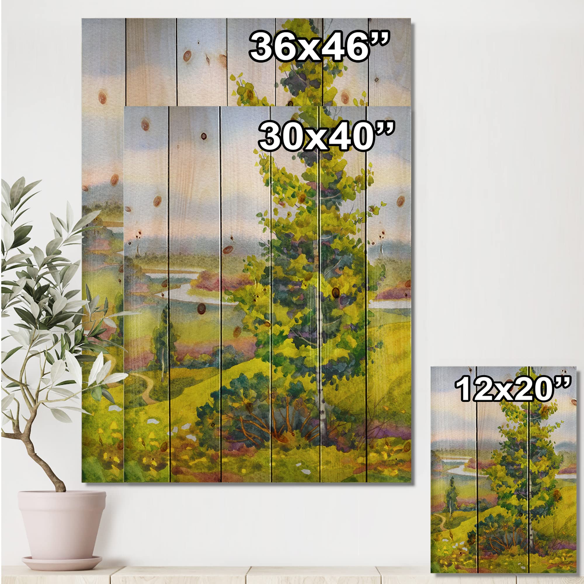 Vibrant Orange Birch Lake House Wood Wall Decor - Nature-Inspired Pine Art for Living Room & Bedroom